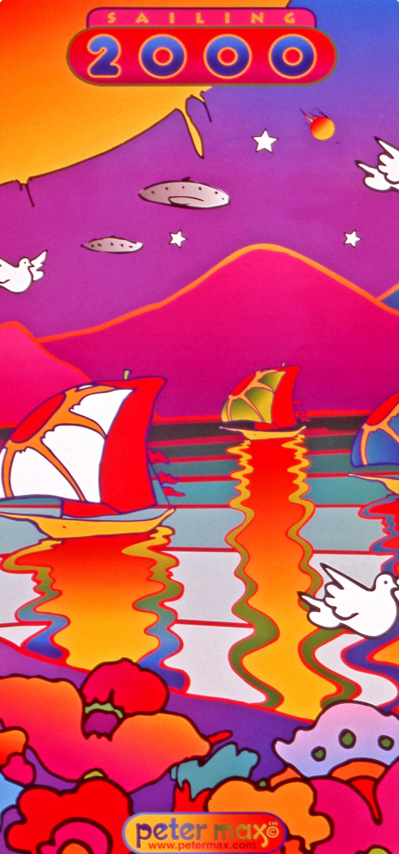Official Edition Offset Lithograph - Peter Max - Sailing - 2000 - 1999 - Hand Signed
