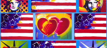 Peter Max, 4 Liberty Heads, 2005, Hand Signed, Official Edition Offset Lithograph