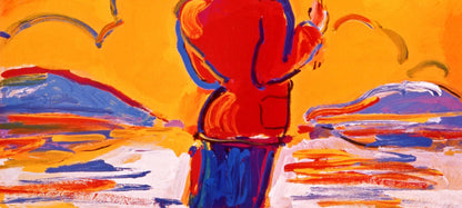 Peter Max, Umbrella Man At Sea, 2000, Hand Signed, Official Edition Offset Lithograph