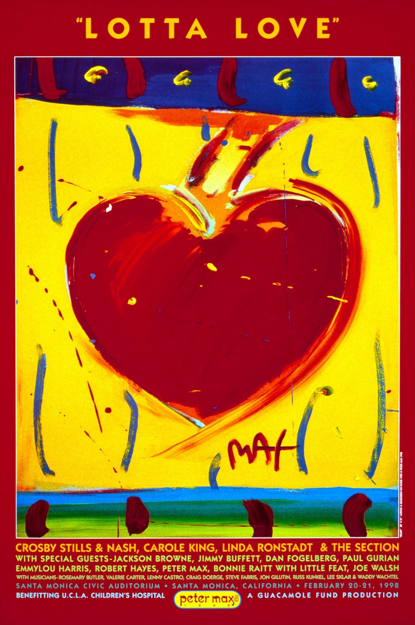 Peter Max, Lotta Love, 1998, Hand Signed, Official Edition Offset Lithograph