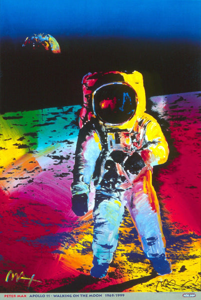 Official Edition Offset Lithograph - Peter Max - Apollo 11-Walking On The Moon - 1999 - Hand Signed