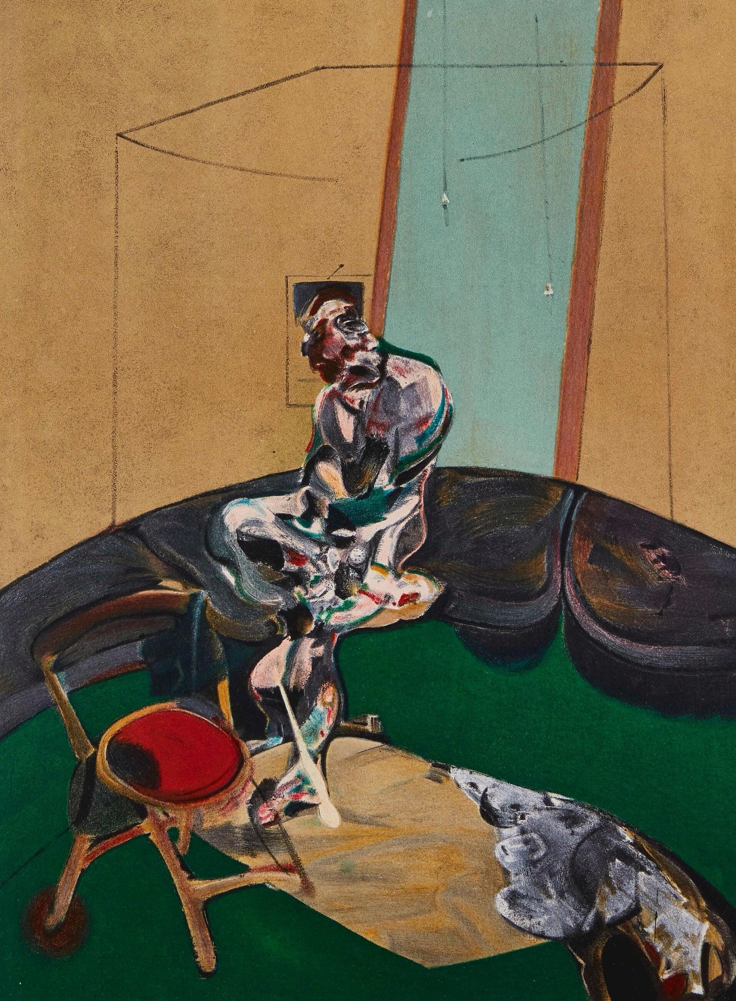 Francis Bacon, Portrait Of George Dyer Staring At Blind-Cord/Crouching, Derrire Le Miroir,