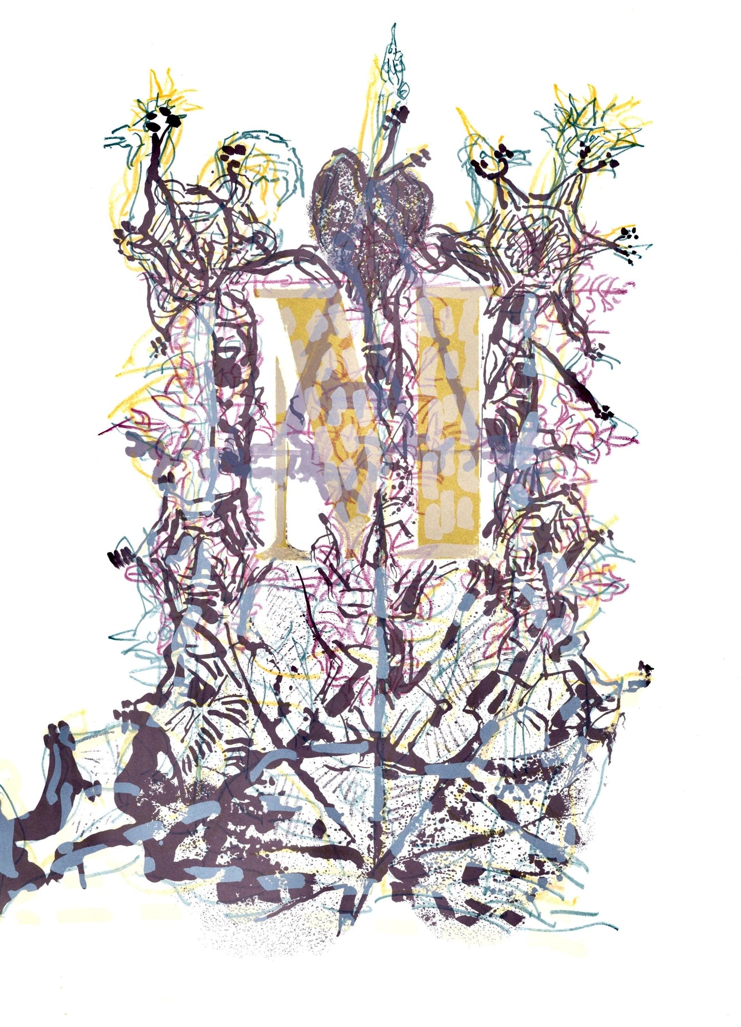 Jean-Paul Riopelle, Composition, Hommage Aim Et Marguerite Maeght, Derrire Le Miroir, Lithograph