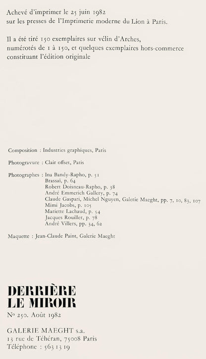 Joan Mir, Composition (Mourlot 1251), Hommage Aim Et Marguerite Maeght, Derrire Le Miroir,