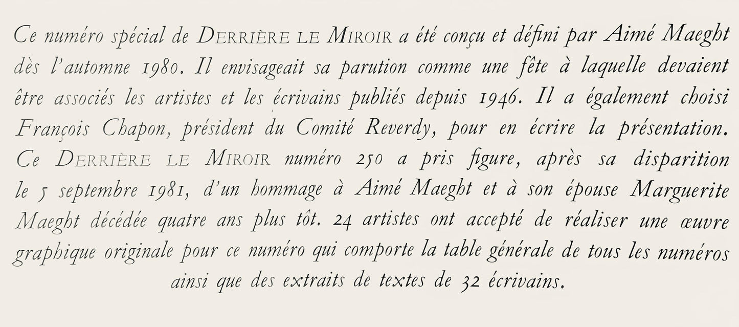 Joan Mir, Composition (Mourlot 1251), Hommage Aim Et Marguerite Maeght, Derrire Le Miroir,