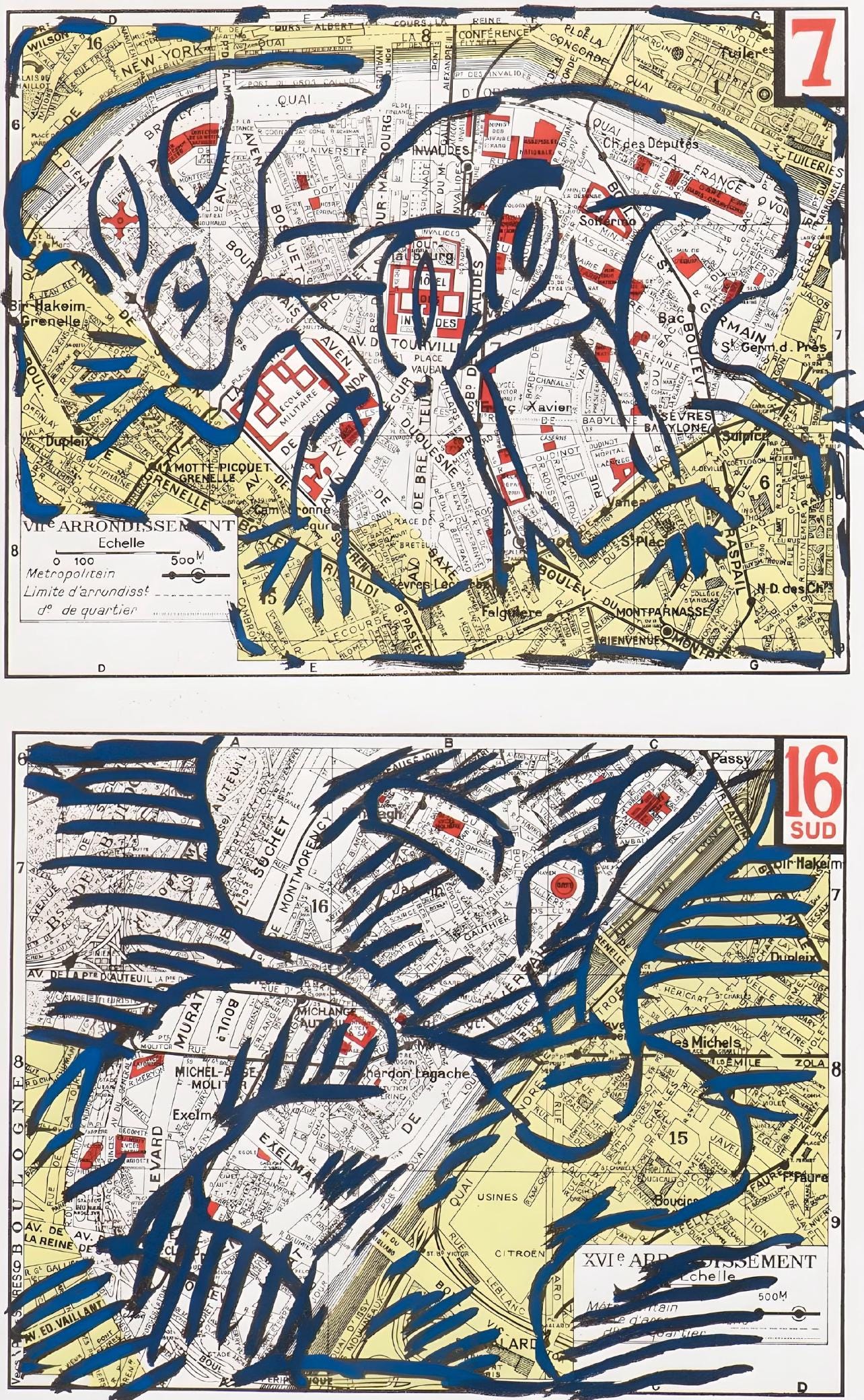 Pierre Alechinsky, Quatre Arrondissements (C/C 417), Hommage Aim Et Marguerite Maeght, Derrire Le