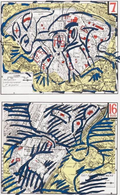 Pierre Alechinsky, Quatre Arrondissements (C/C 417), Hommage Aim Et Marguerite Maeght, Derrire Le