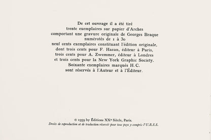 Georges Braque, Forme, Georges Braque, Le Solitaire, Xxe Sicle, Lithograph
