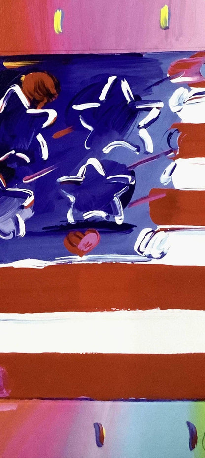 Peter Max, Heart With Flag Iii, Hand Signed, Official Lithograph