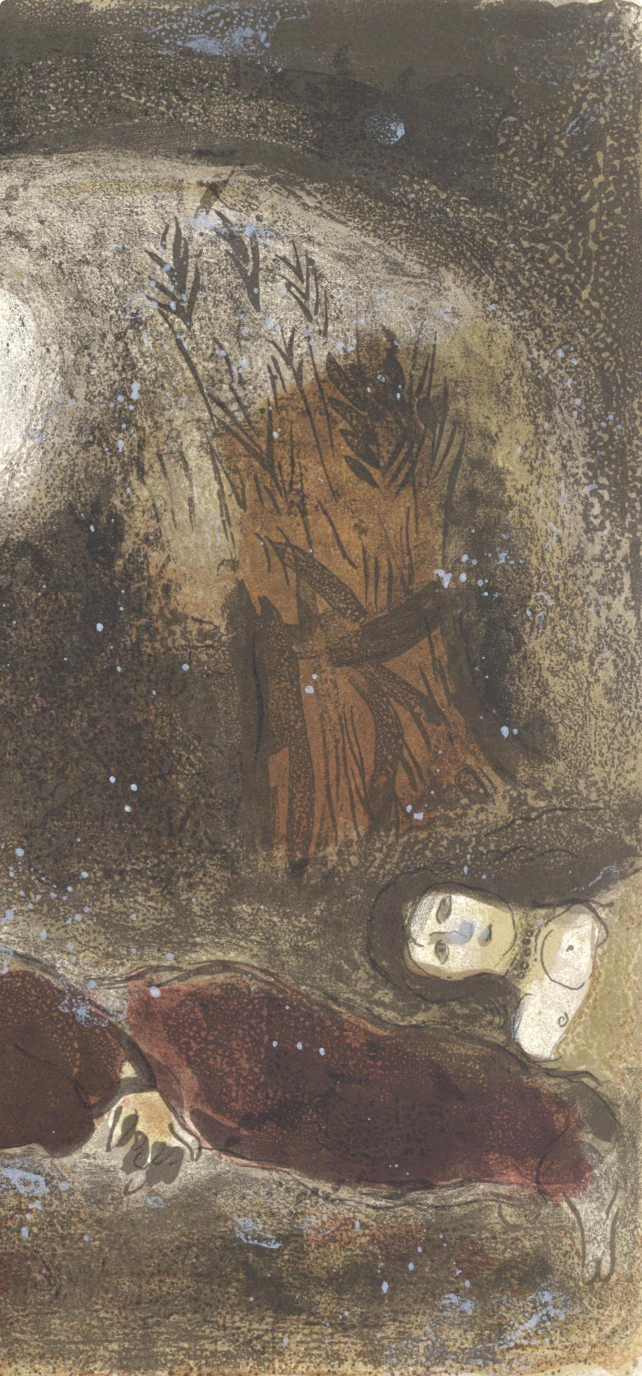 Marc Chagall, Ruth Aux Pieds De Booz (Mourlot 117-46; Cramer 25), Dessins Pour La Bible, Verve,