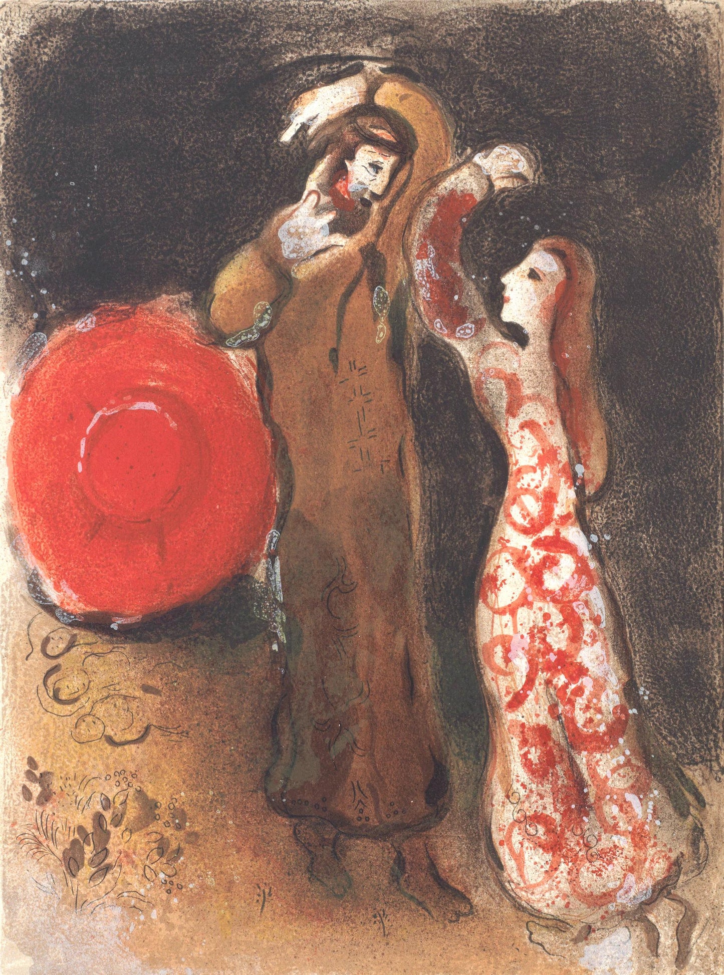 Marc Chagall, Rencontre De Ruth Et De Booz (Mourlot 117-46; Cramer 25), Dessins Pour La Bible,