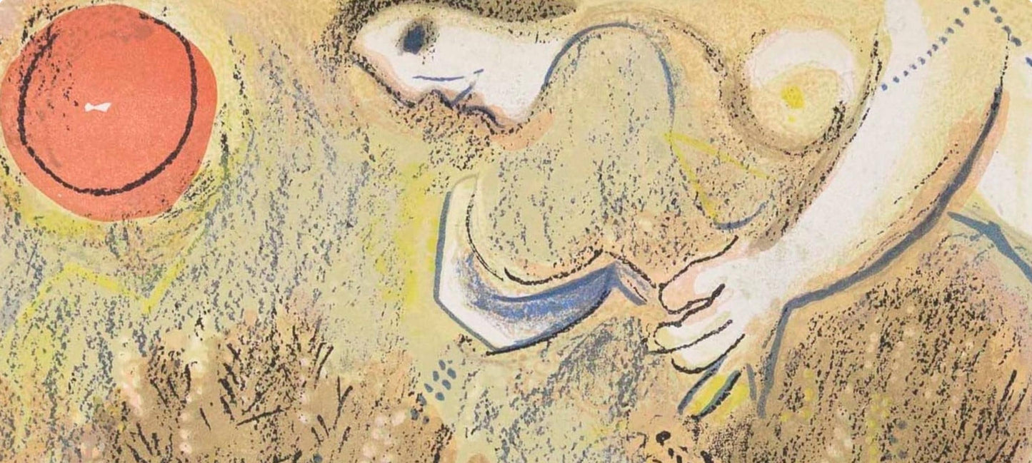 Marc Chagall, Booz Se Rveille Et Voit Ruth Ses Pieds (M. 117-46; C. 25), Dessins Pour La Bible,