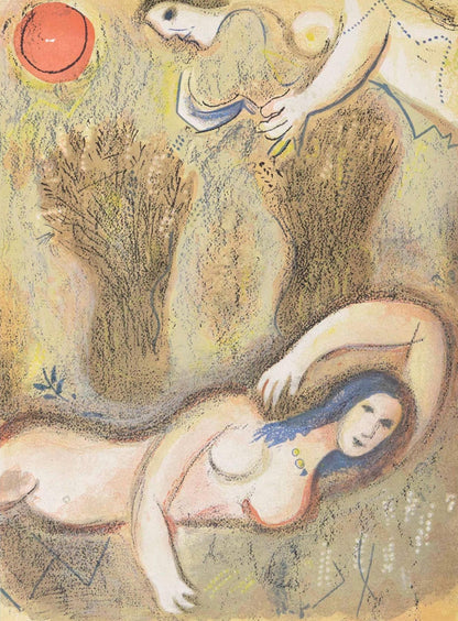 Marc Chagall, Booz Se Rveille Et Voit Ruth Ses Pieds (M. 117-46; C. 25), Dessins Pour La Bible,