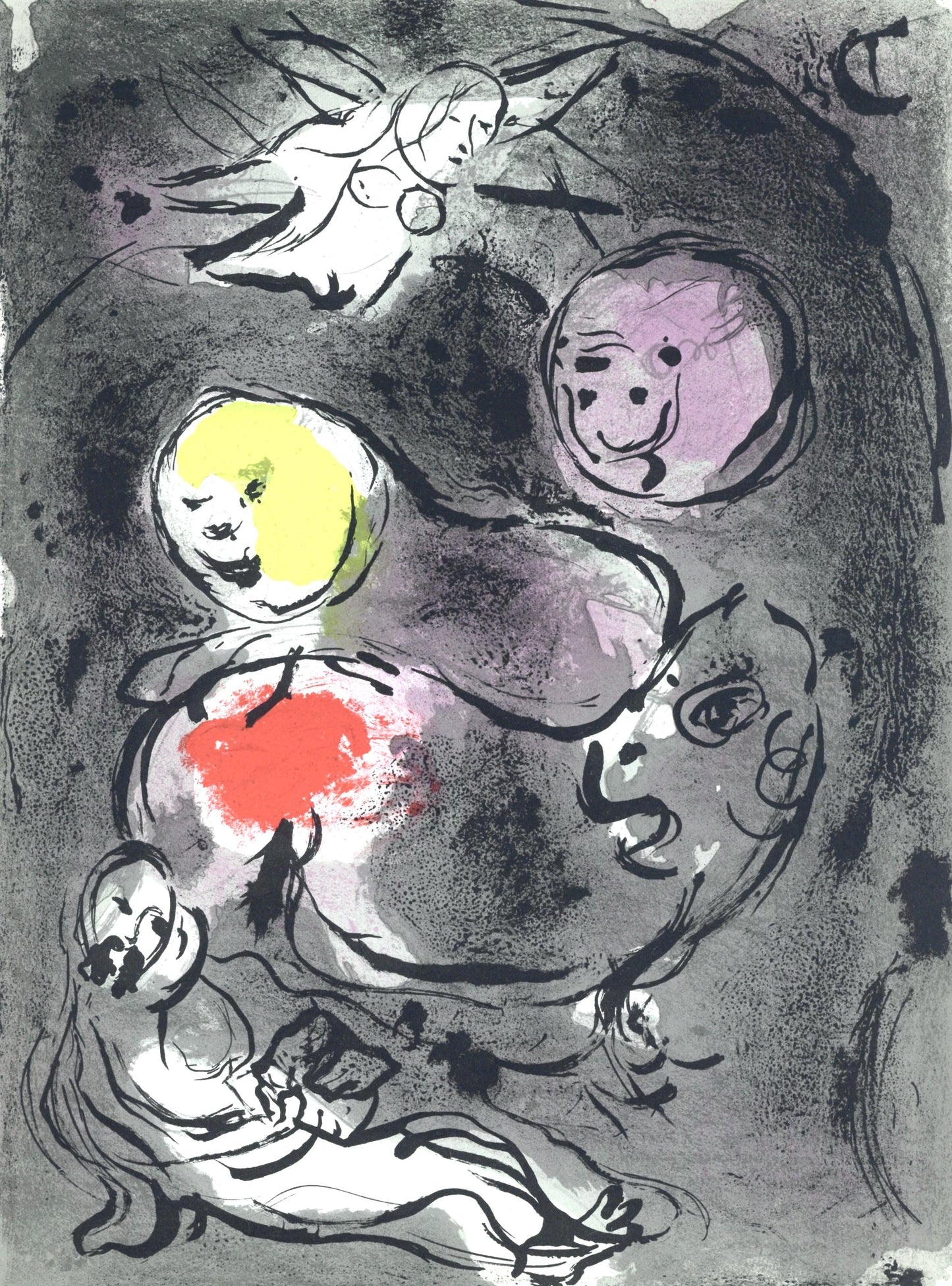 Marc Chagall, Le Prophte Daniel Avec Les Lions (Mourlot 117-46; Cramer 25), Dessins Pour La Bible,