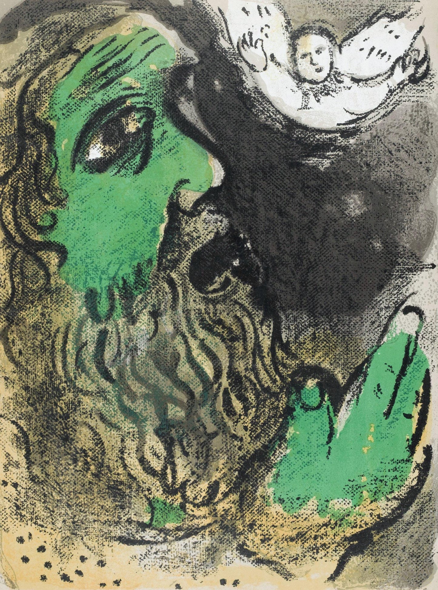 Marc Chagall, Job En Prire (Mourlot 117-46; Cramer 25), Dessins Pour La Bible, Verve, Revue,