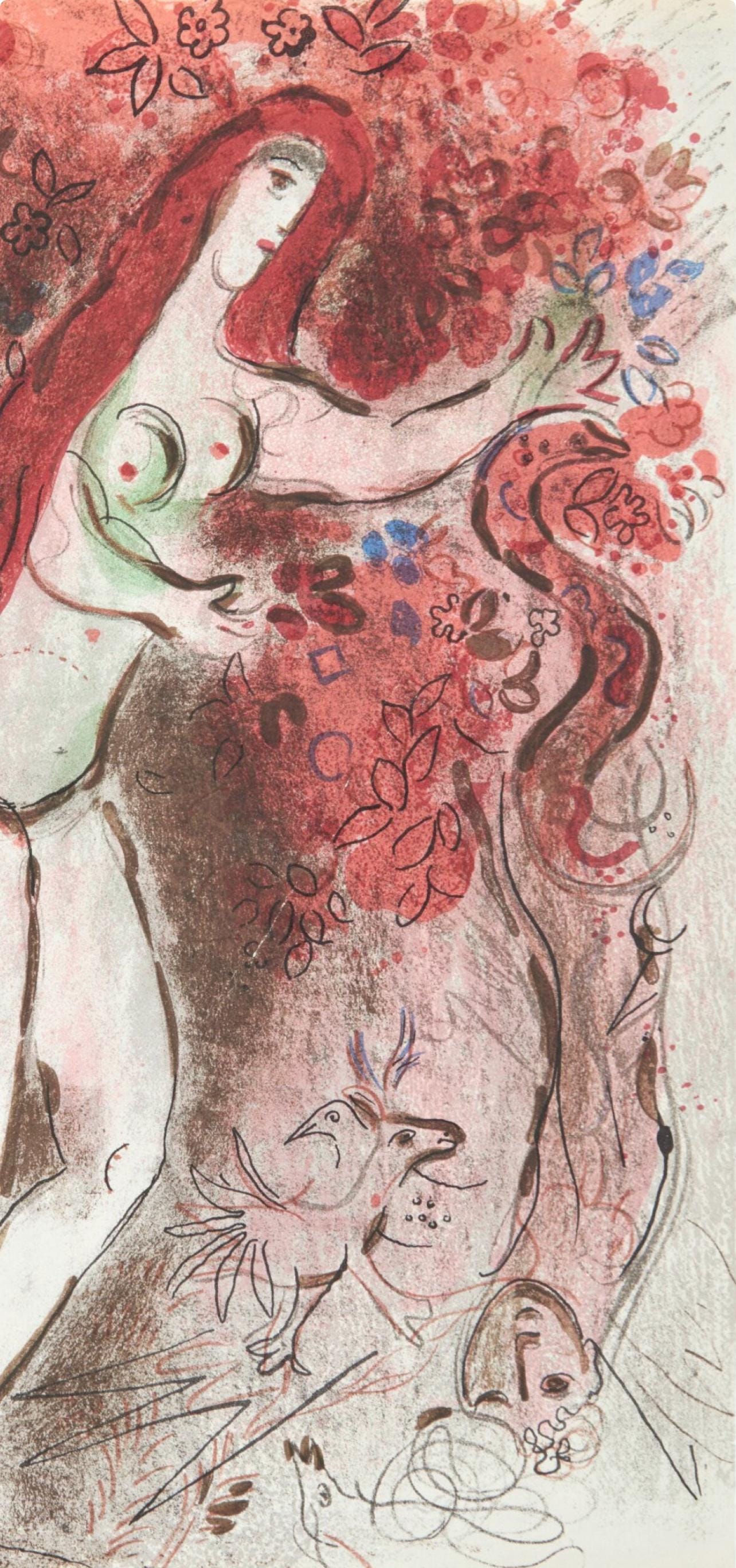 Marc Chagall, Adam Et Eve Et Le Fruit Dfendu (Mourlot 117-46; Cramer 25), Dessins Pour La Bible,
