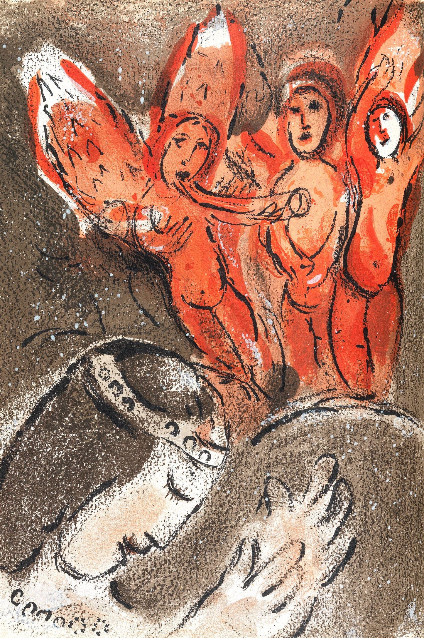 Marc Chagall, Sara Et Les Anges (Mourlot 117-46; Cramer 25), Dessins Pour La Bible, Verve, Revue,