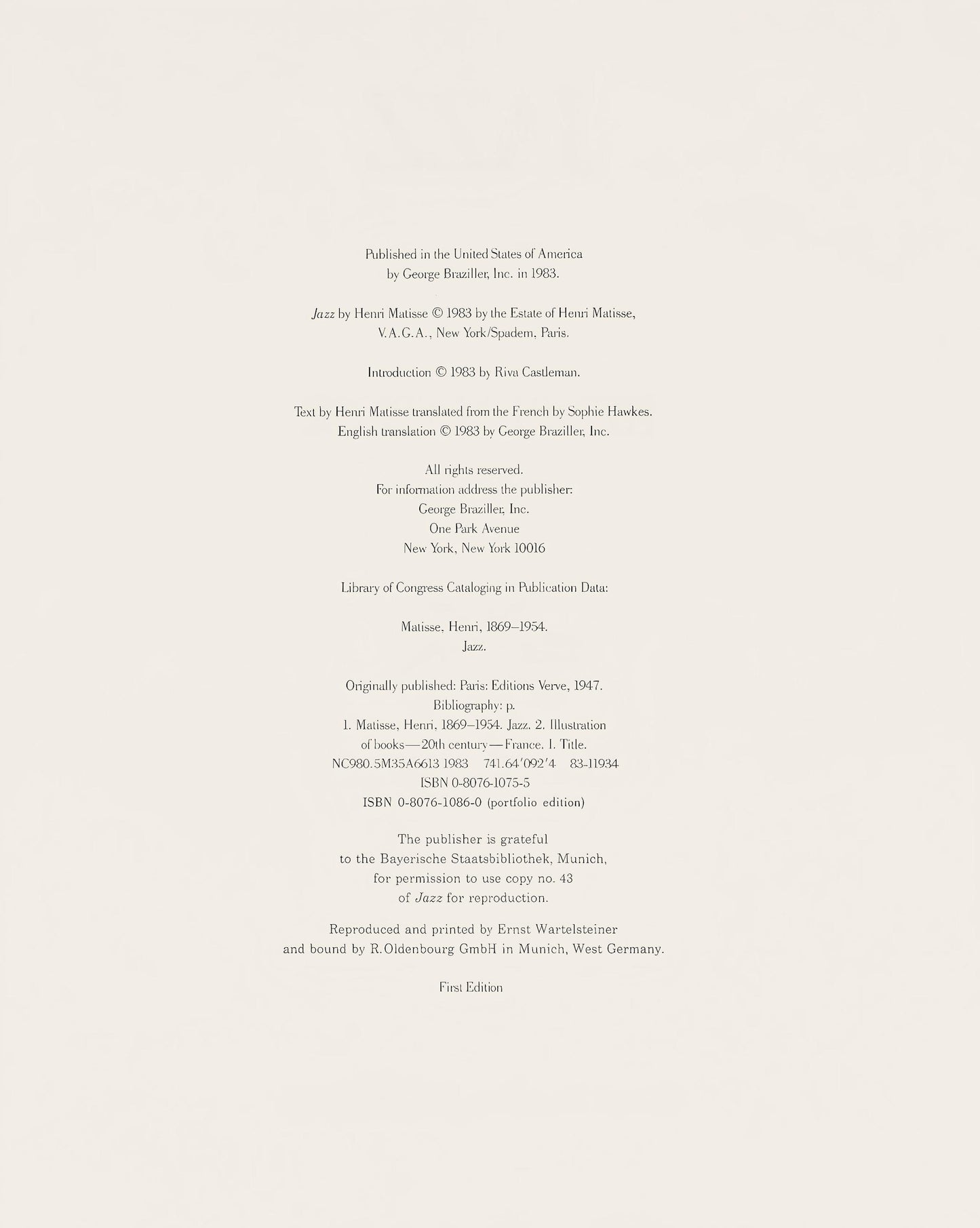 Henri Matisse, Le Lagon, Jazz, Special Edition For Moma, Hliogravure