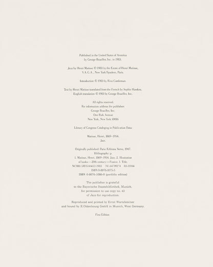 Henri Matisse, Le Lagon, Jazz, Special Edition For Moma, Hliogravure