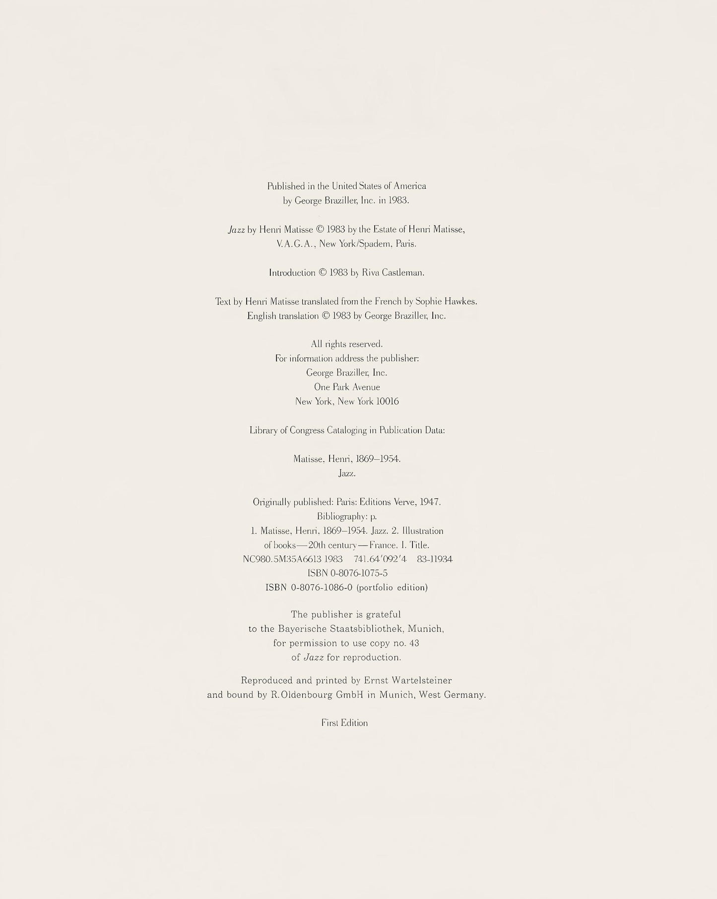 Henri Matisse, Le Cur, Jazz, Special Edition For Moma, Hliogravure