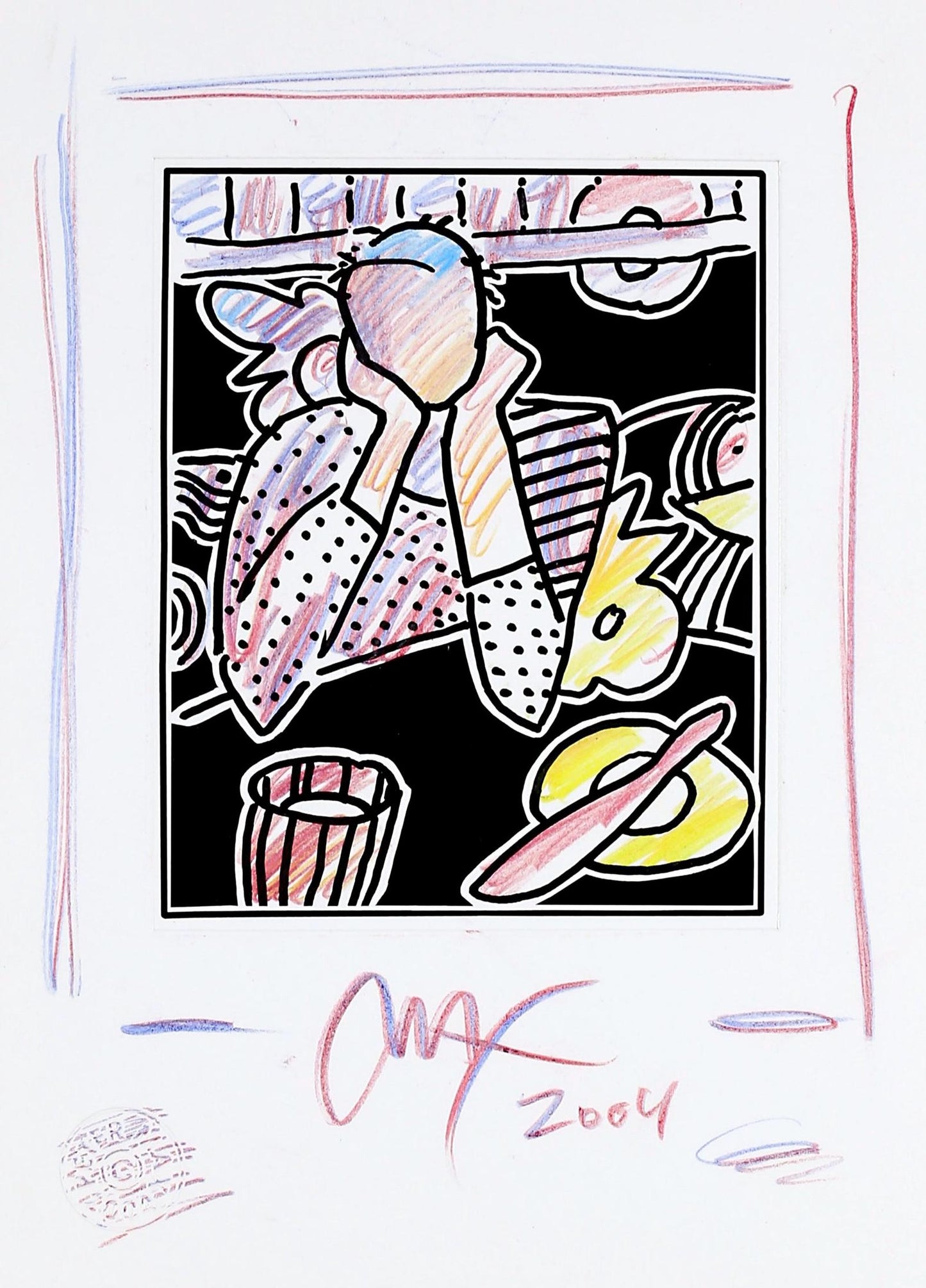 Peter Max, Neo Pop Series: Neo D400, Black And White Series, Hand Signed, Official Edition Mixed