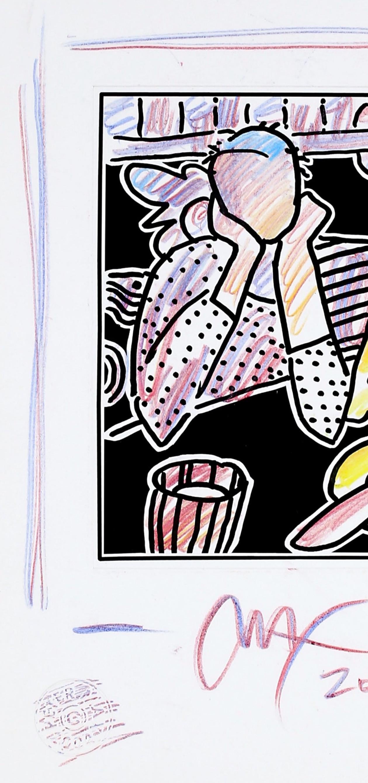 Peter Max, Neo Pop Series: Neo D400, Black And White Series, Hand Signed, Official Edition Mixed