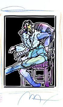 Peter Max, Seated Figure, Black And White Series, Hand Signed, Official Edition Mixed Media