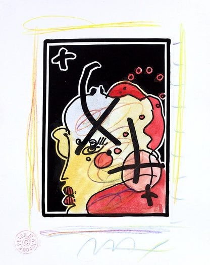 Peter Max, Profile, Black And White Series, Hand Signed, Official Edition Mixed Media