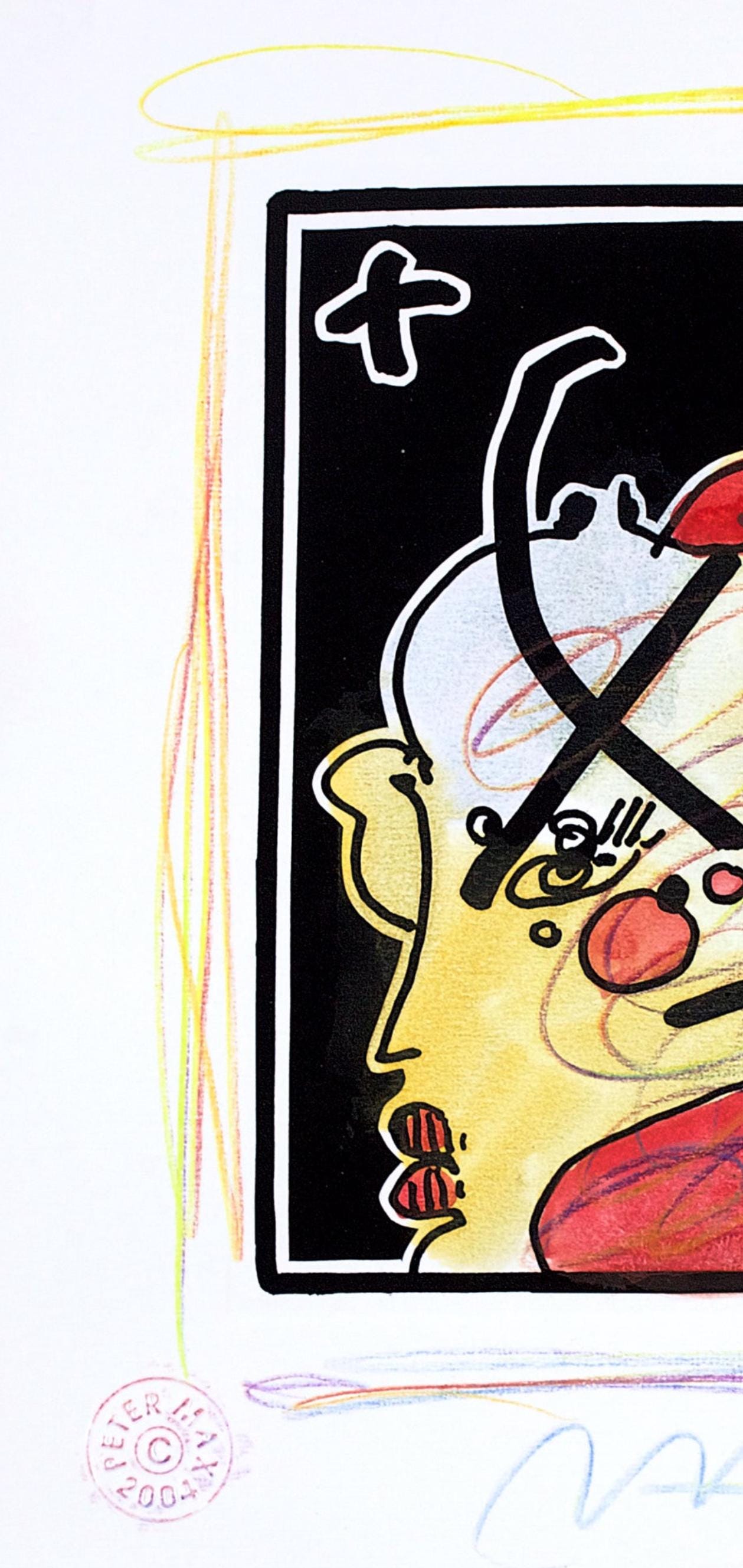 Peter Max, Profile, Black And White Series, Hand Signed, Official Edition Mixed Media