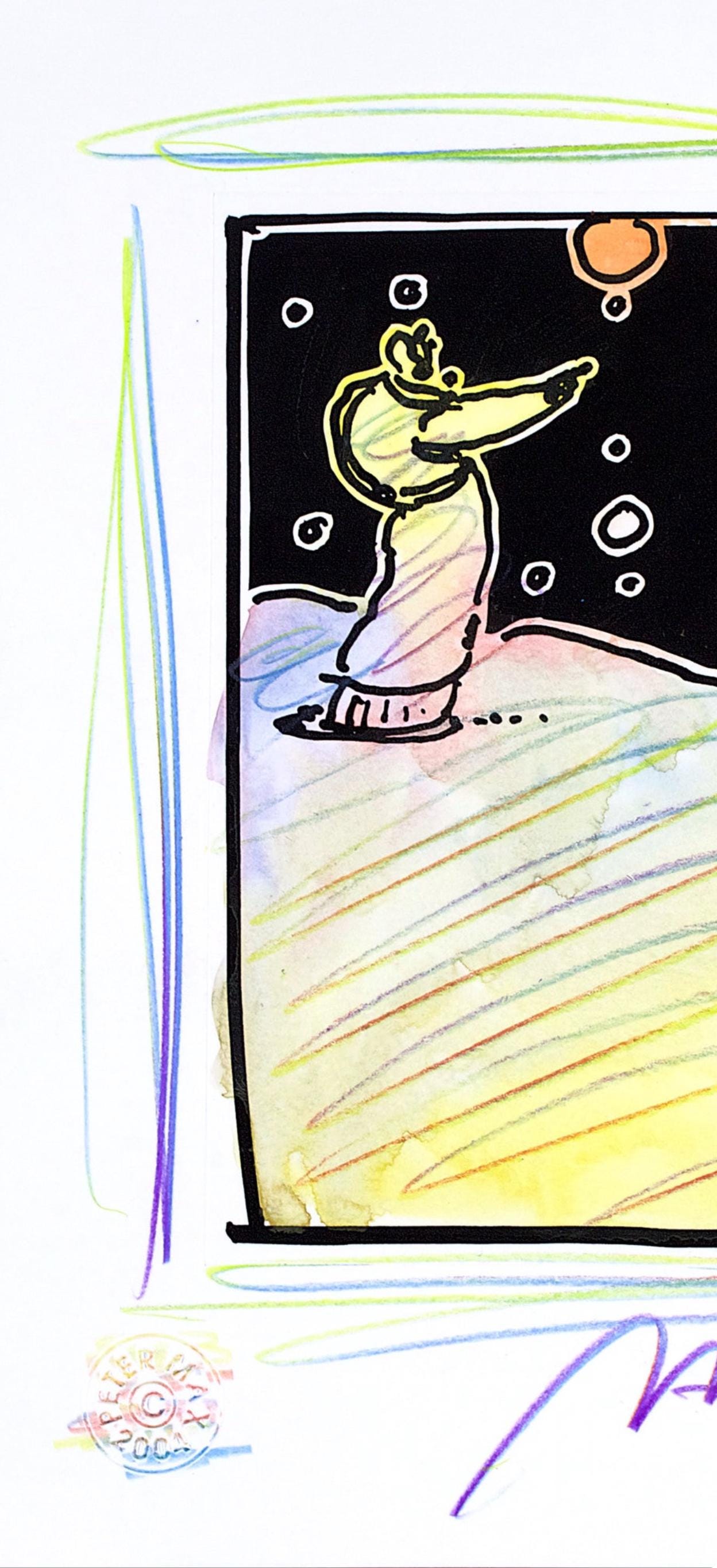 Peter Max, Sage, Black And White Series, Hand Signed, Official Edition Mixed Media