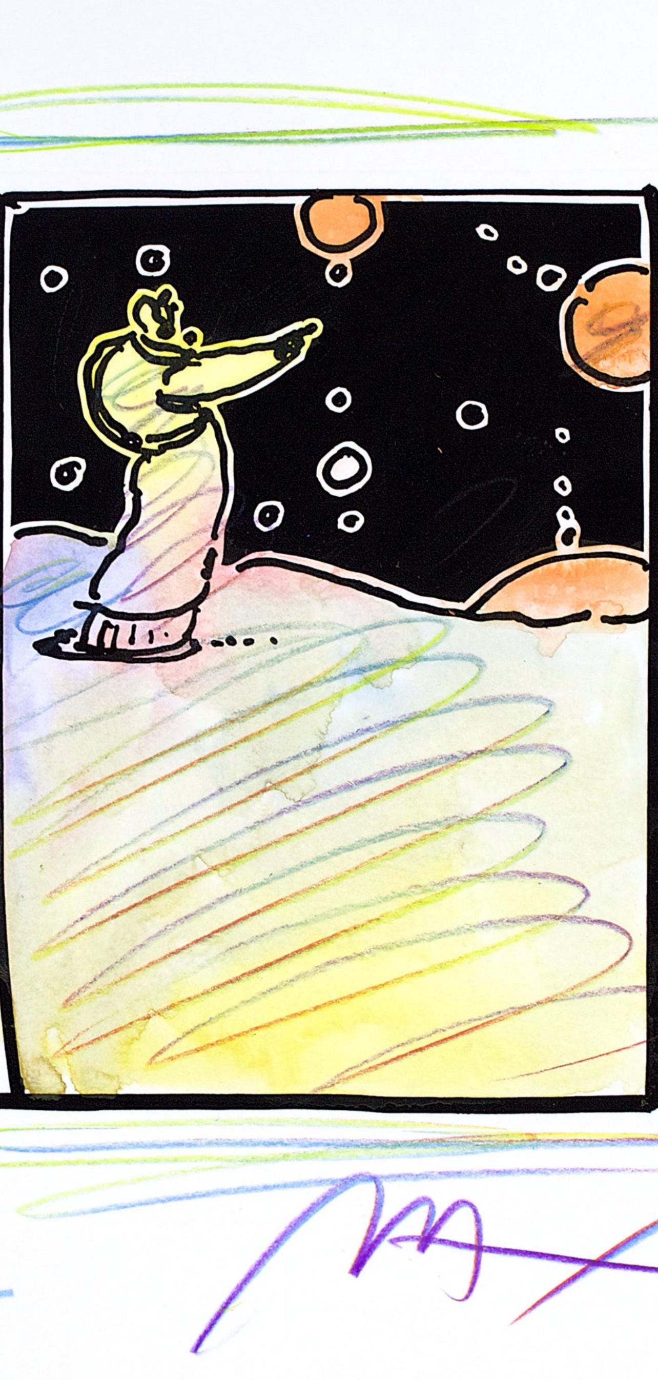 Peter Max, Sage, Black And White Series, Hand Signed, Official Edition Mixed Media