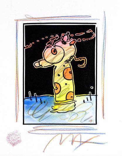 Peter Max, Sage In Wind, Black And White Series, Hand Signed, Official Edition Mixed Media