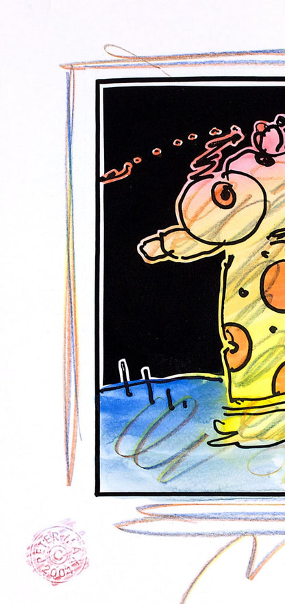 Peter Max, Sage In Wind, Black And White Series, Hand Signed, Official Edition Mixed Media