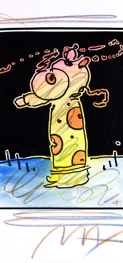 Peter Max, Sage In Wind, Black And White Series, Hand Signed, Official Edition Mixed Media