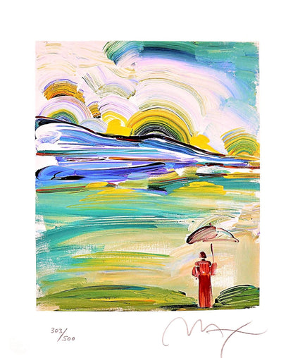Peter Max, Umbrella Man At Sunrise, Hand Signed, Official Lithograph