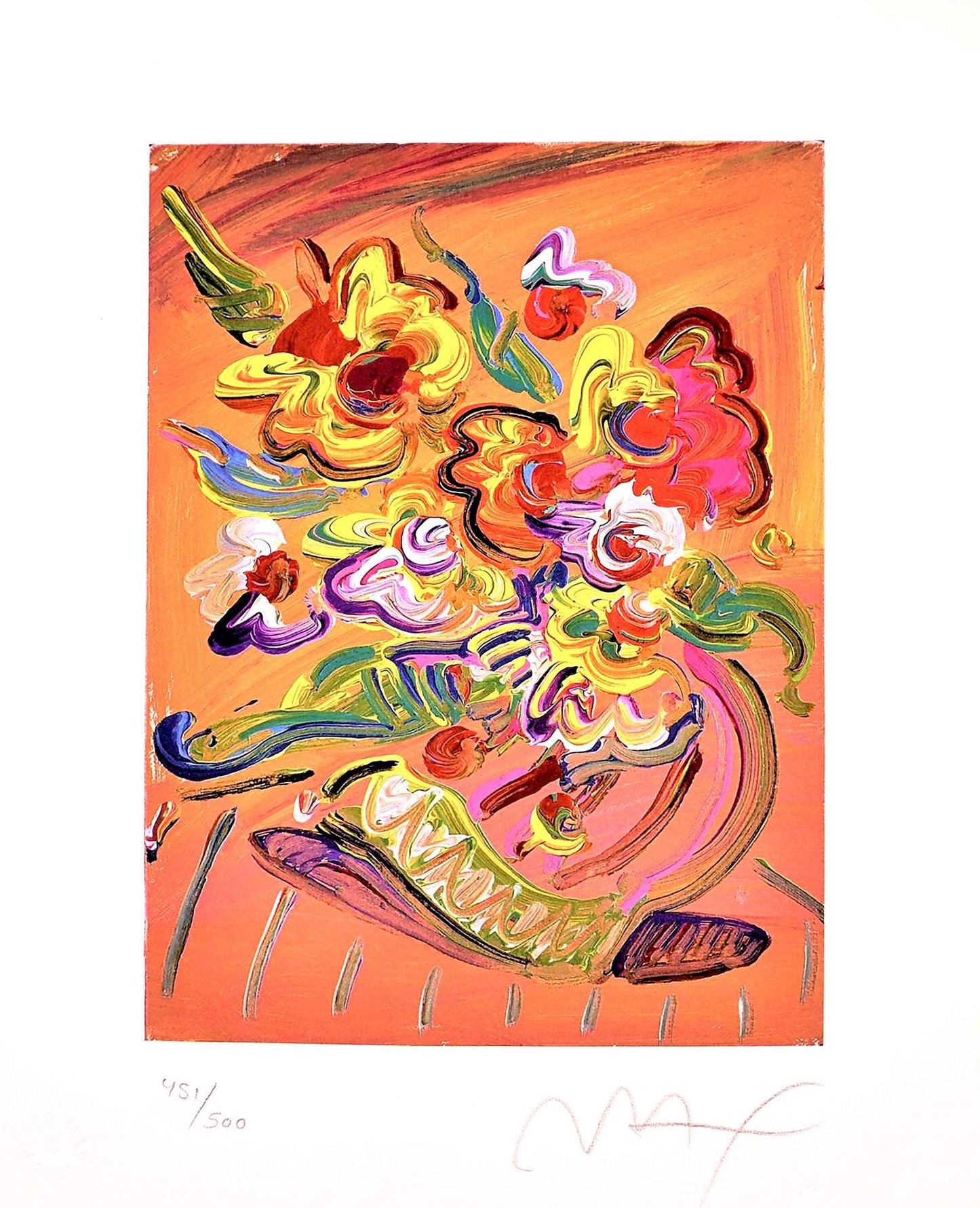 Peter Max, Vase Of Flowers Xi, Hand Signed, Official Lithograph