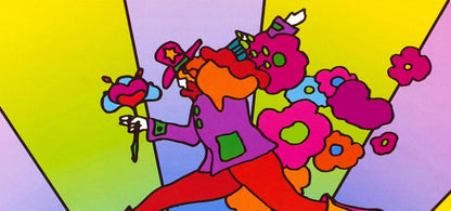 Peter Max, Flower Jumper Over Sunrise, Version Ii, Hand Signed, Official Lithograph