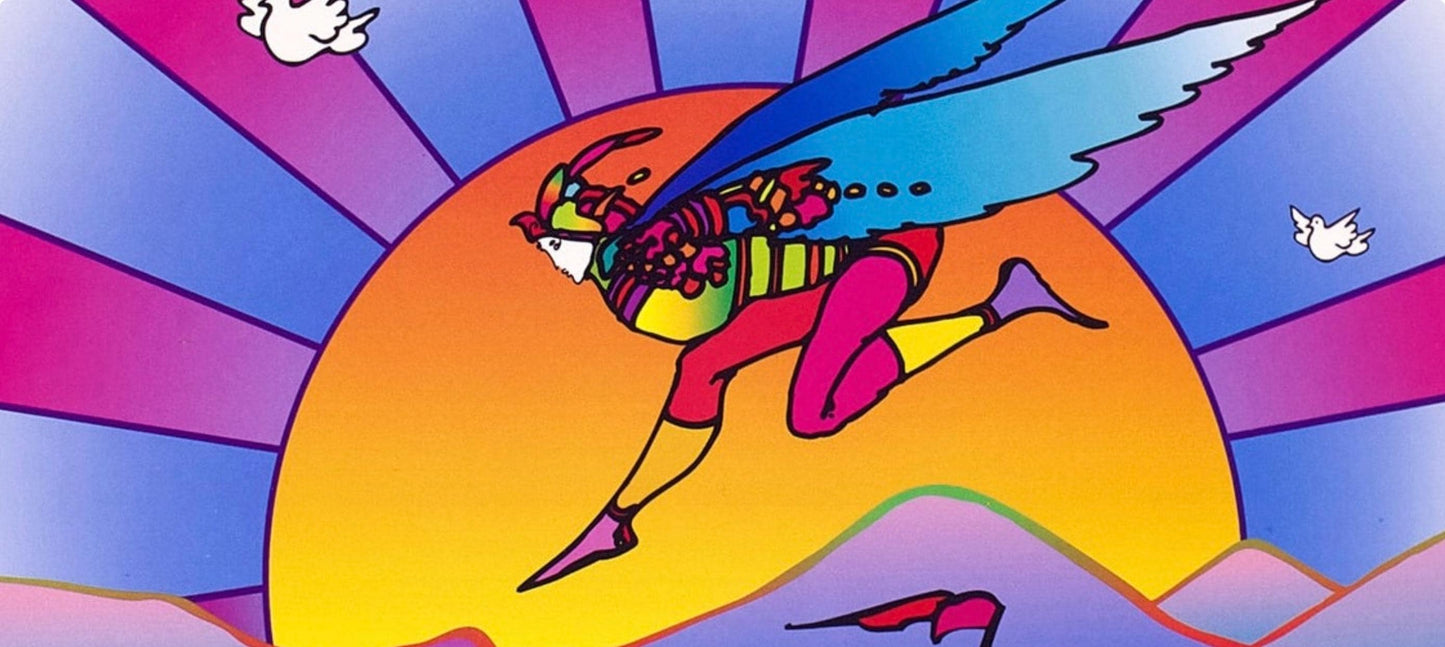 Peter Max, Winged Flyer With Sunrise, Version Ii, Hand Signed, Official Lithograph