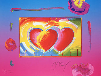 Peter Max, Two Hearts On Blends, Hand Signed, Official Lithograph