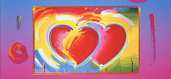 Peter Max, Two Hearts On Blends, Hand Signed, Official Lithograph