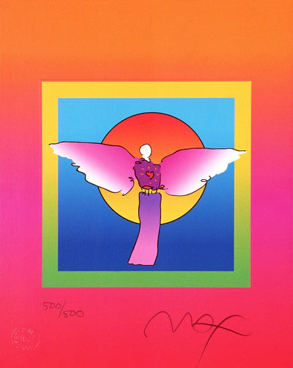 Peter Max, Angel With Sun On Blends, Hand Signed, Official Lithograph