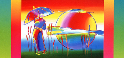 Peter Max, Rainbow Umbrella Man On Blends, Hand Signed, Official Lithograph