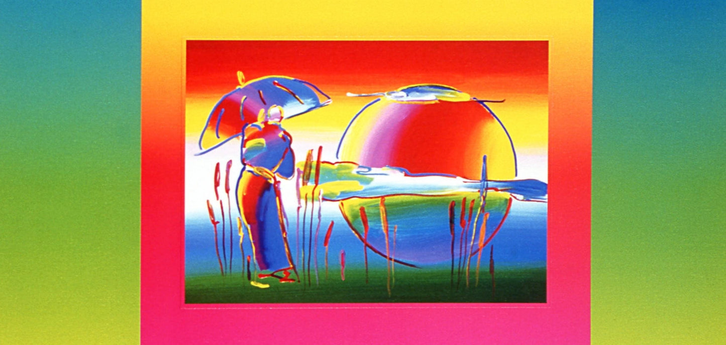Peter Max, Rainbow Umbrella Man On Blends, Hand Signed, Official Lithograph