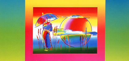 Peter Max, Rainbow Umbrella Man On Blends, Hand Signed, Official Lithograph