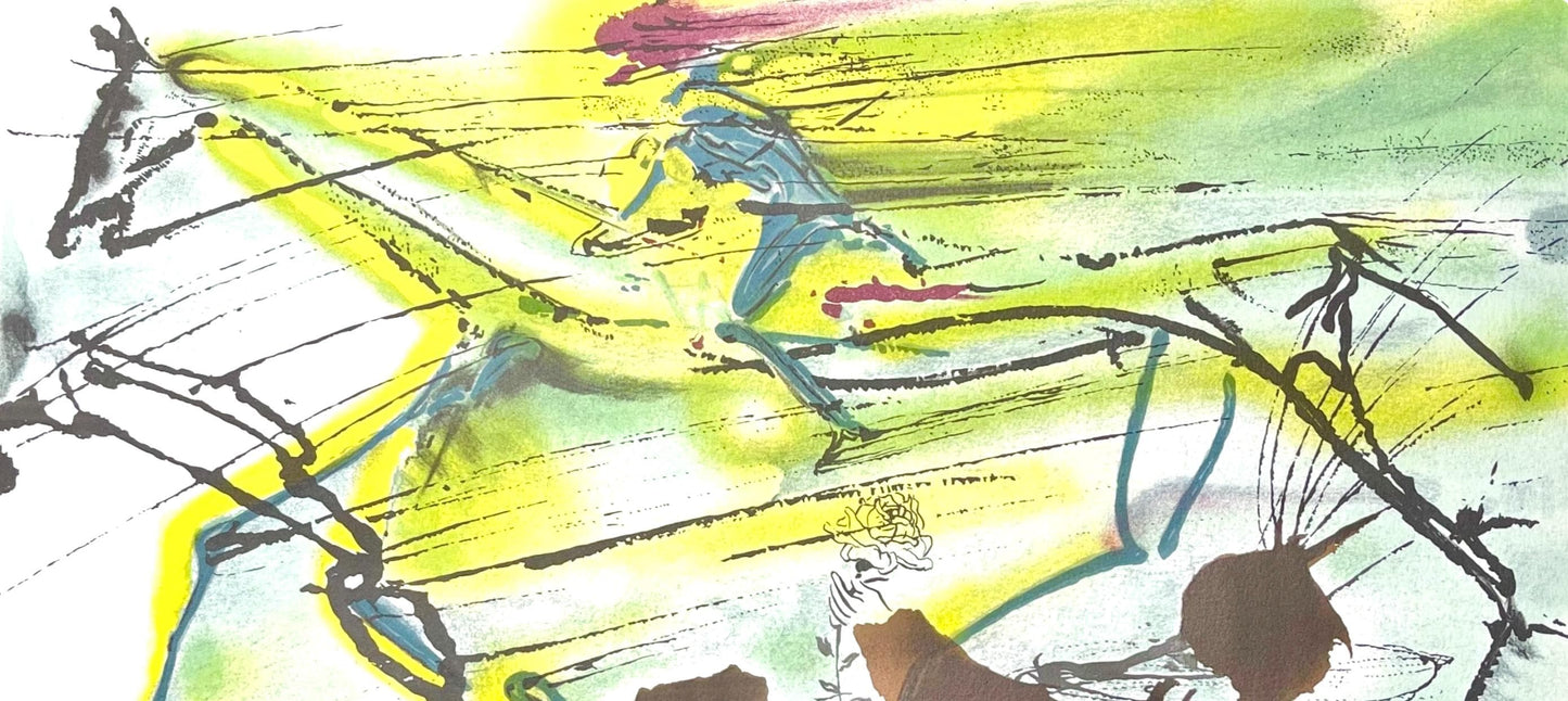 Salvador Dali, Le Cheval De Course, Les Chevaux De Dali, Fac-Simile Signed, Lithograph (After)