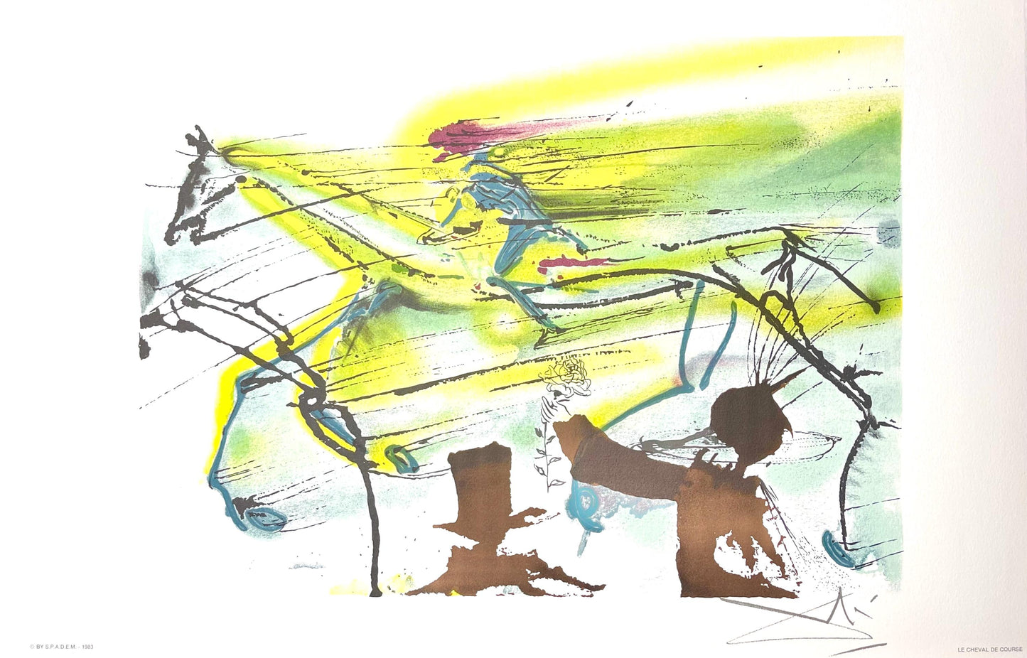 Salvador Dali, Le Cheval De Course, Les Chevaux De Dali, Fac-Simile Signed, Lithograph (After)