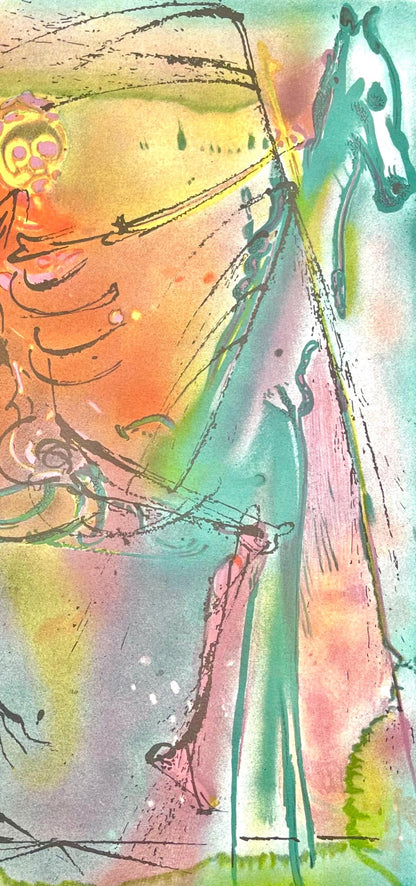 Salvador Dali, Le Cheval De La Mort, Les Chevaux De Dali, Fac-Simile Signed, Lithograph (After)