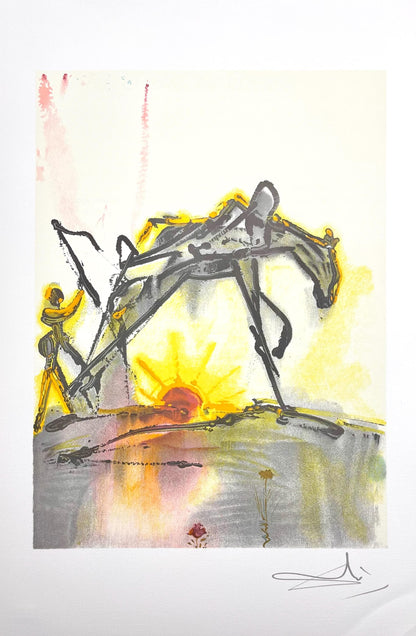 Salvador Dali, Le Cheval De Labeur, Les Chevaux De Dali, Fac-Simile Signed, Lithograph (After)