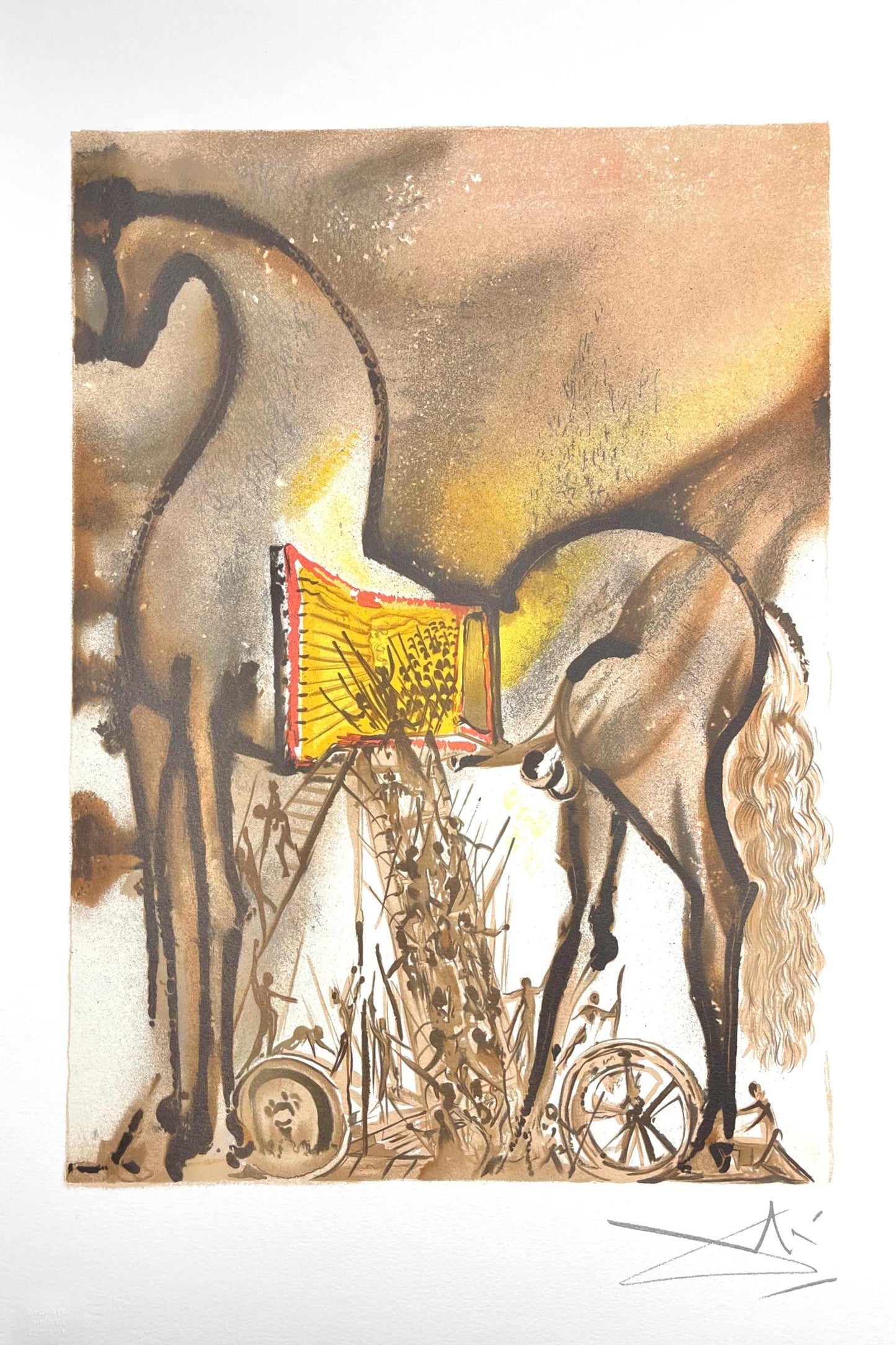 Salvador Dali, Cheval De Troie, Les Chevaux De Dali, Fac-Simile Signed, Lithograph (After)