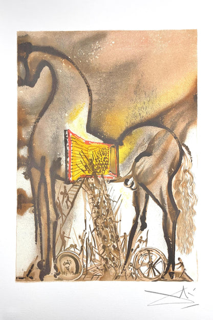 Salvador Dali, Cheval De Troie, Les Chevaux De Dali, Fac-Simile Signed, Lithograph (After)